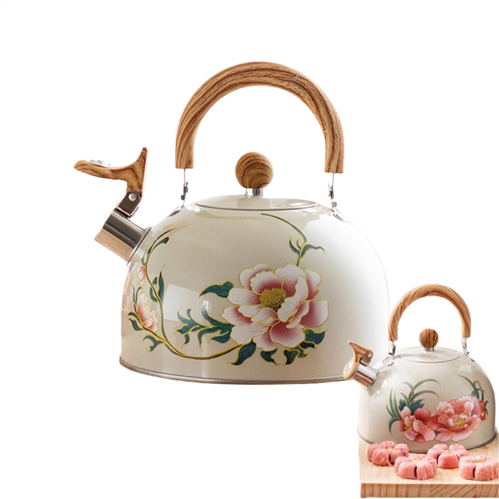 Flower Tea Kettle - Vintage Teapot | 3L Floral Whistling Water Teapot with Handle for Stove Top H... | Amazon (UK)