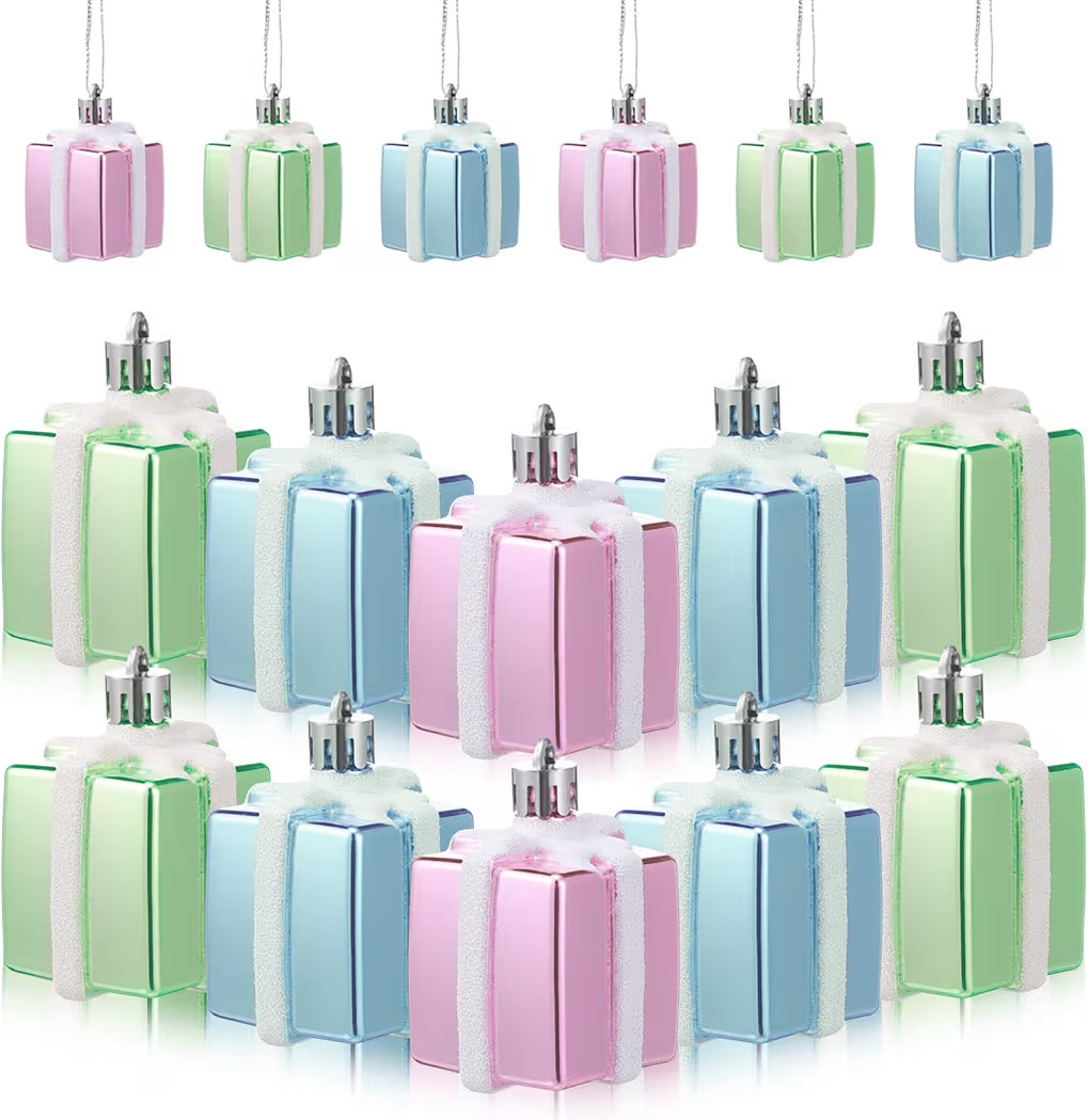 Bucherry 12 Pcs 2 Inch Pastel Christmas Tree Gift Boxes Ornaments Mini Pastel Christmas Tree Pres... | Amazon (US)