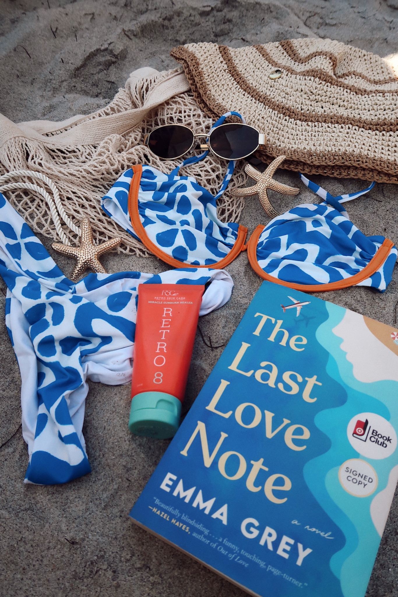 What’s in your beach bag? 
- Dippin Daisys Bikini 
- Amazon Sunnies 
- The Last Love Note 
- Gigi Pip Bucket Hat - Code: Kristin15
- Ettika Starfish Jewelry 
- Retro Skincare - sunburn reliefs (linked in my bio) 



#LTKItBag #LTKTravel