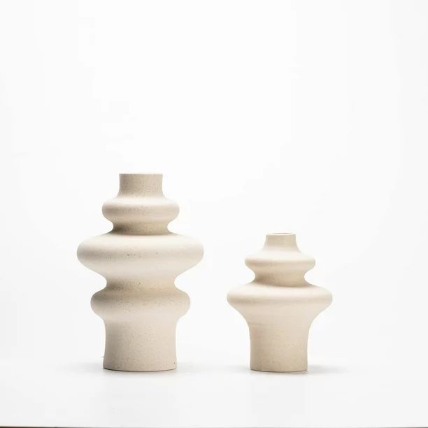 Kimisty Set 2 Ceramic Off White Vases, Pampas Vases for Decor, Nordic Minimalist Decor for Weddin... | Walmart (US)