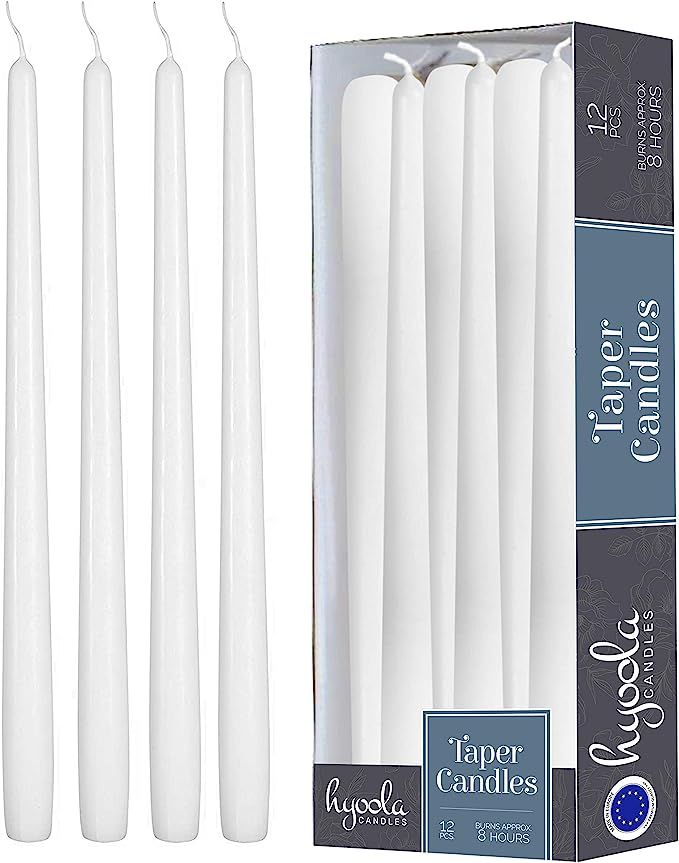 12 Pack Tall Taper Candles - 10 Inch White Dripless, Unscented Dinner Candle - Paraffin Wax with ... | Amazon (US)