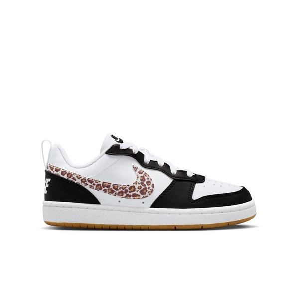 Kids' Nike Court Borough Low Sneakers Big 3.5 Regular Black/White-White-Gum Med Brown | Scheels Sports