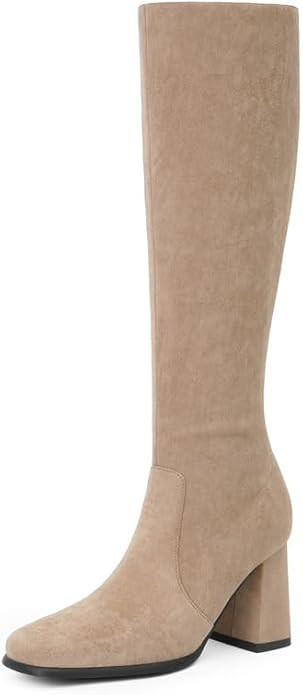 Modatope Knee High Boots Women Chunky Heel Square Toe Tall Boot for Women High Heel Side Zipper L... | Amazon (US)