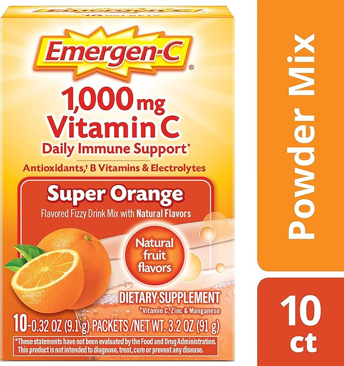 Emergen-C Vitamin C 1000mg Powder (10 Count, Super Orange Flavor), With Antioxidants, B Vitamins ... | Amazon (US)