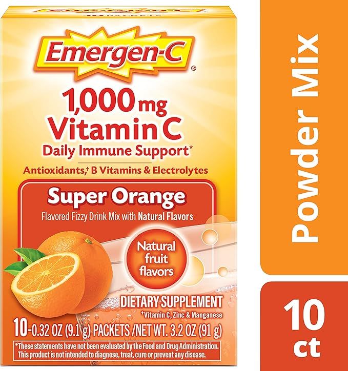 Emergen-C Vitamin C 1000mg Powder (10 Count, Super Orange Flavor), With Antioxidants, B Vitamins ... | Amazon (US)