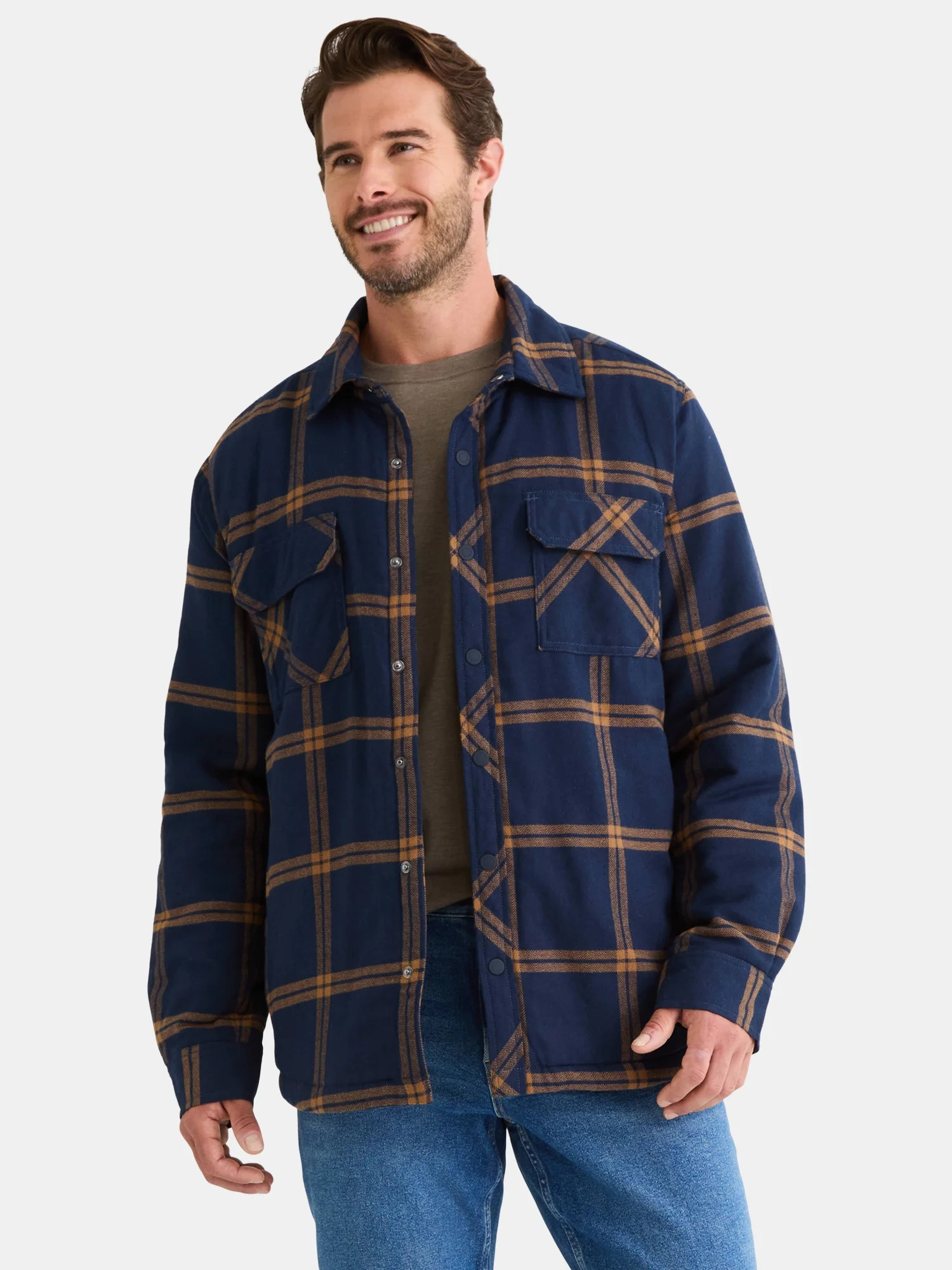 George Men's Shirt Jacket with Long Sleeves, High Pile Fleece Lining, Sizes S-3XL | Walmart (US)
