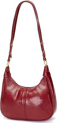 Small Hobo Purse for Women, Cute Retro Crescent Shoulder Bag with Zipper | Amazon (US)