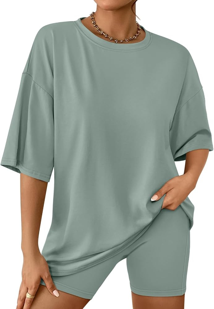 AUTOMET Womens 2 Piece Sets Summer Outfits 2024 Fashion Two Piece Lounge Matching Set Oversized S... | Amazon (US)