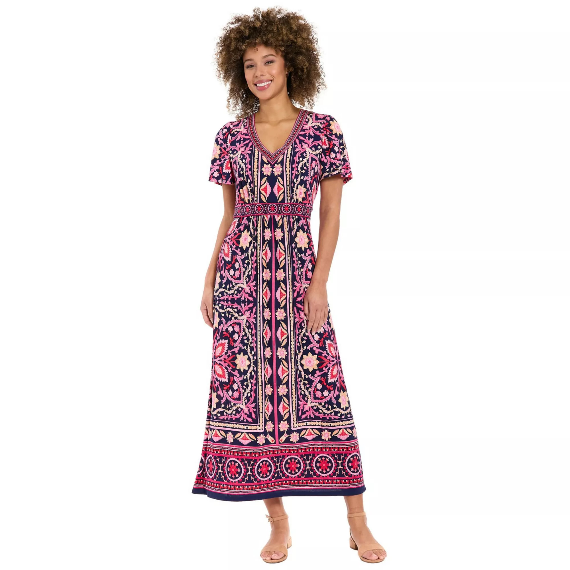 Women's London Times V-Neck Flutter Sleeve Maxi Dress | Kohl's