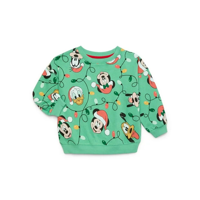 Mickey & Friends Toddler Boy Holiday Crewneck Sweatshirt, Sizes 12M-5T - Walmart.com | Walmart (US)