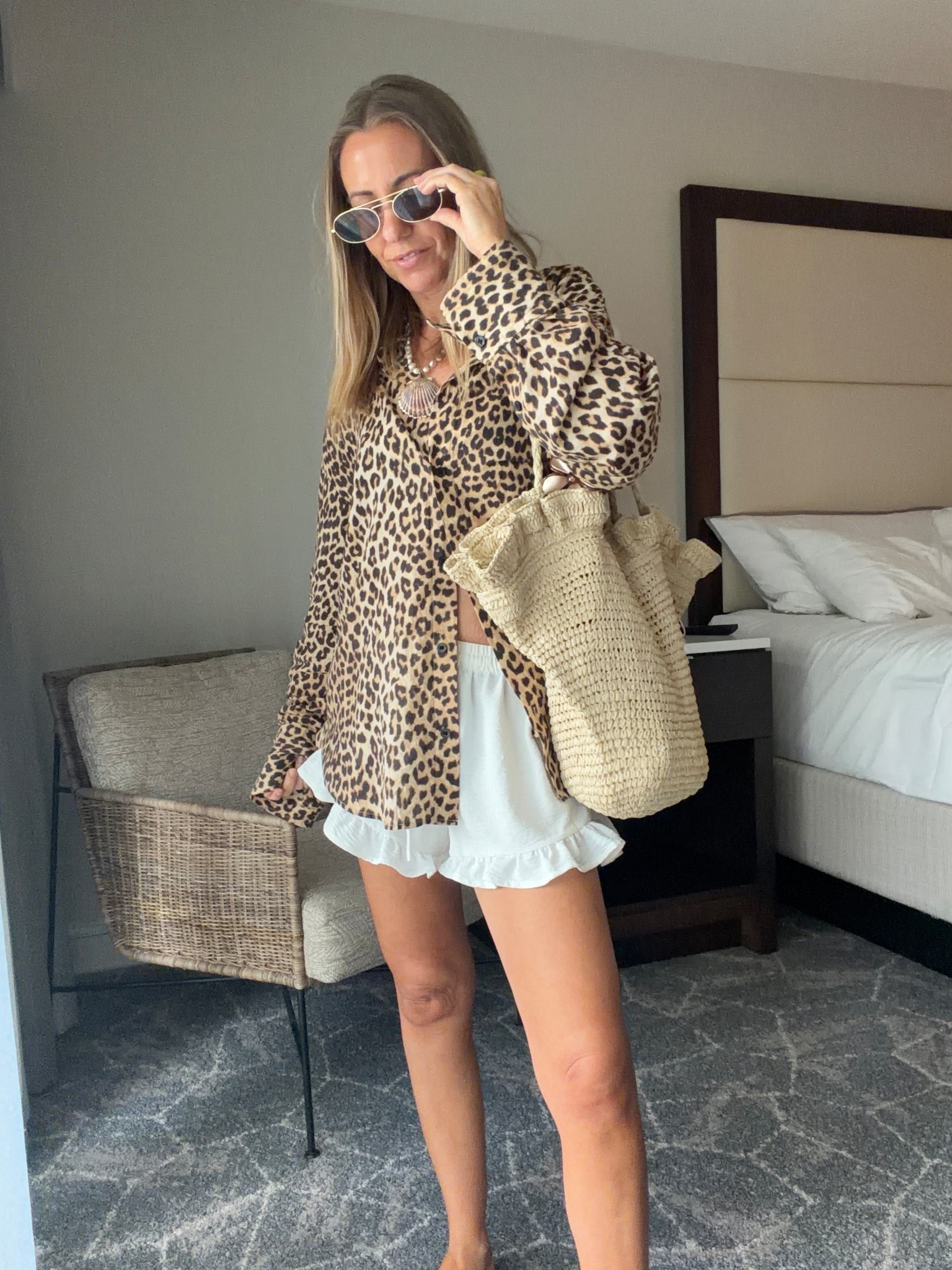 Todays outfit!
My favorite ruffle shorts are part of a set on Amazon + I wear them so much! Wearing size xs
Leopard top size xs
New Target beach bag


#LTKootd #LTKSaleAlert #LTKSwim