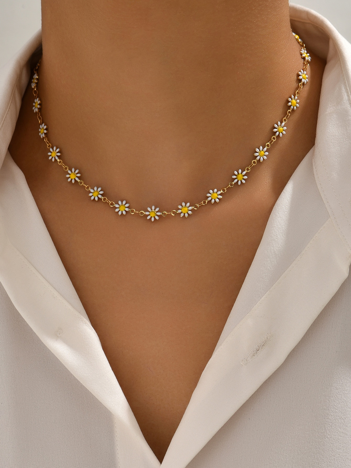 1pc Personality Simple Clover Design Oil Drop & Flower Decor Women's Necklace | SHEIN