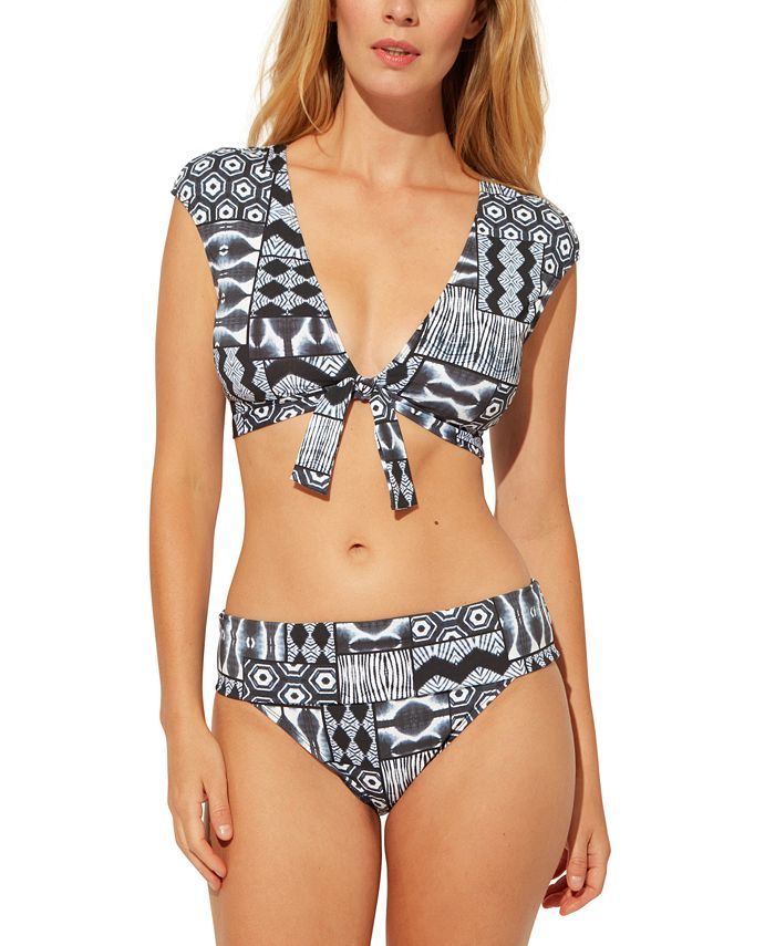 Cap-Sleeve Bikini Top & Printed Foldover Hipster Bikini Bottoms | Macys (US)