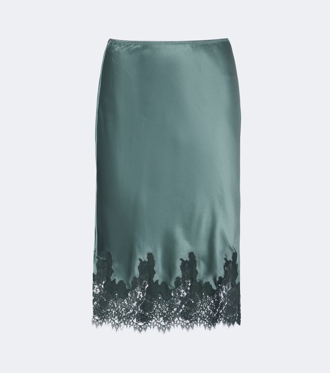 Elowette lace-trimmed silk satin midi skirt | Mytheresa (US/CA)