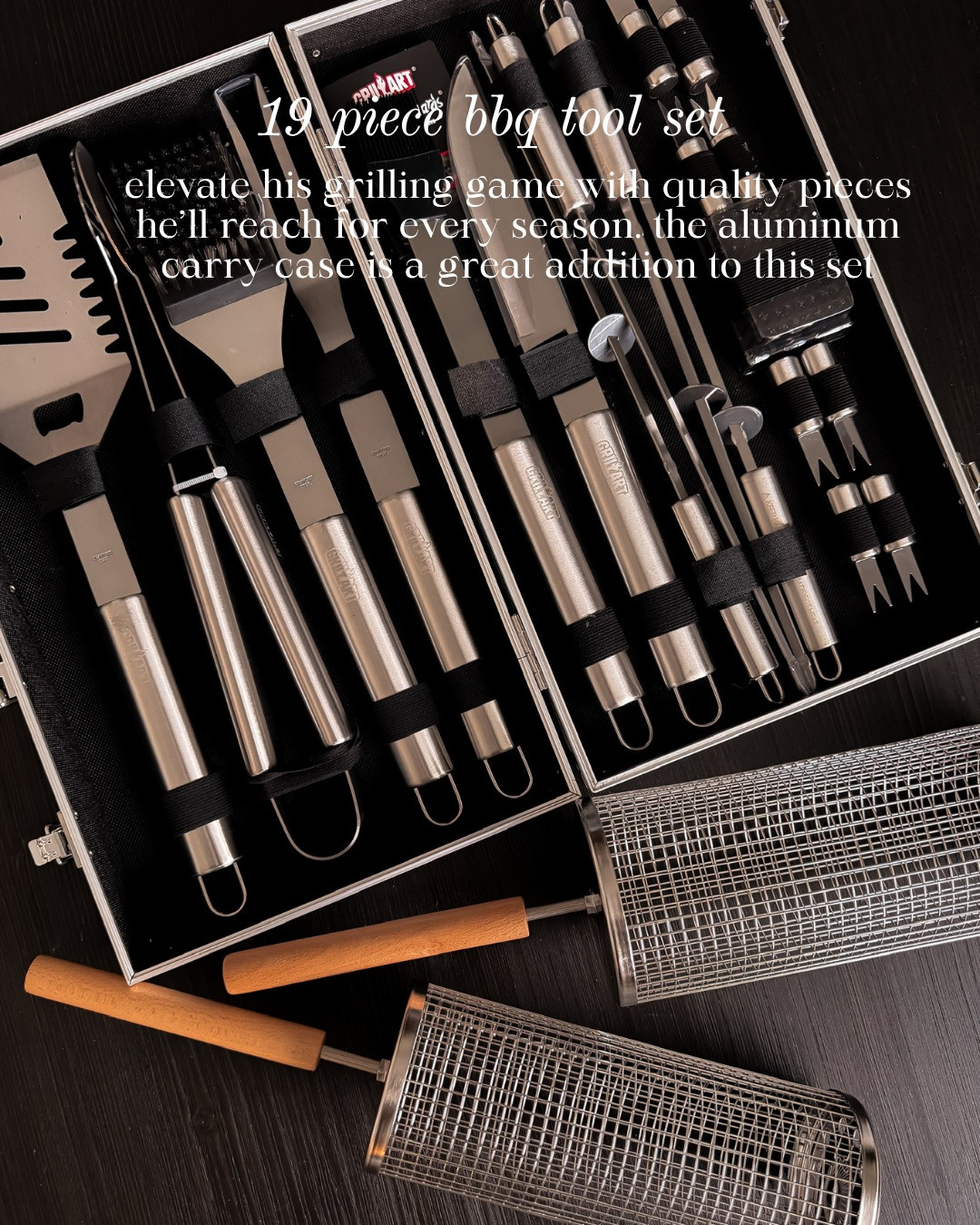 19 PIECE BBQ TOOL SET — ELEVATED & DURABLE! Elevate his grilling game with quality pieces he’ll reach for every season. The aluminum carry case is a great addition to this set.

#Amazon #TheHillaryStyle #BBQToolSet #GrillingEssentials #GiftsForHim #HolidayGiftsForMen #EntertainingEssentials #OutdoorCooking #BackyardBBQ #ChefTools 

 #LTKGiftGuide #LTKSeasonal #LTKOver40