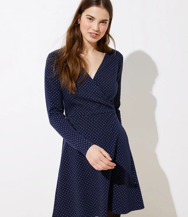 Petite Geo Jacquard Knit Wrap Dress | LOFT | LOFT