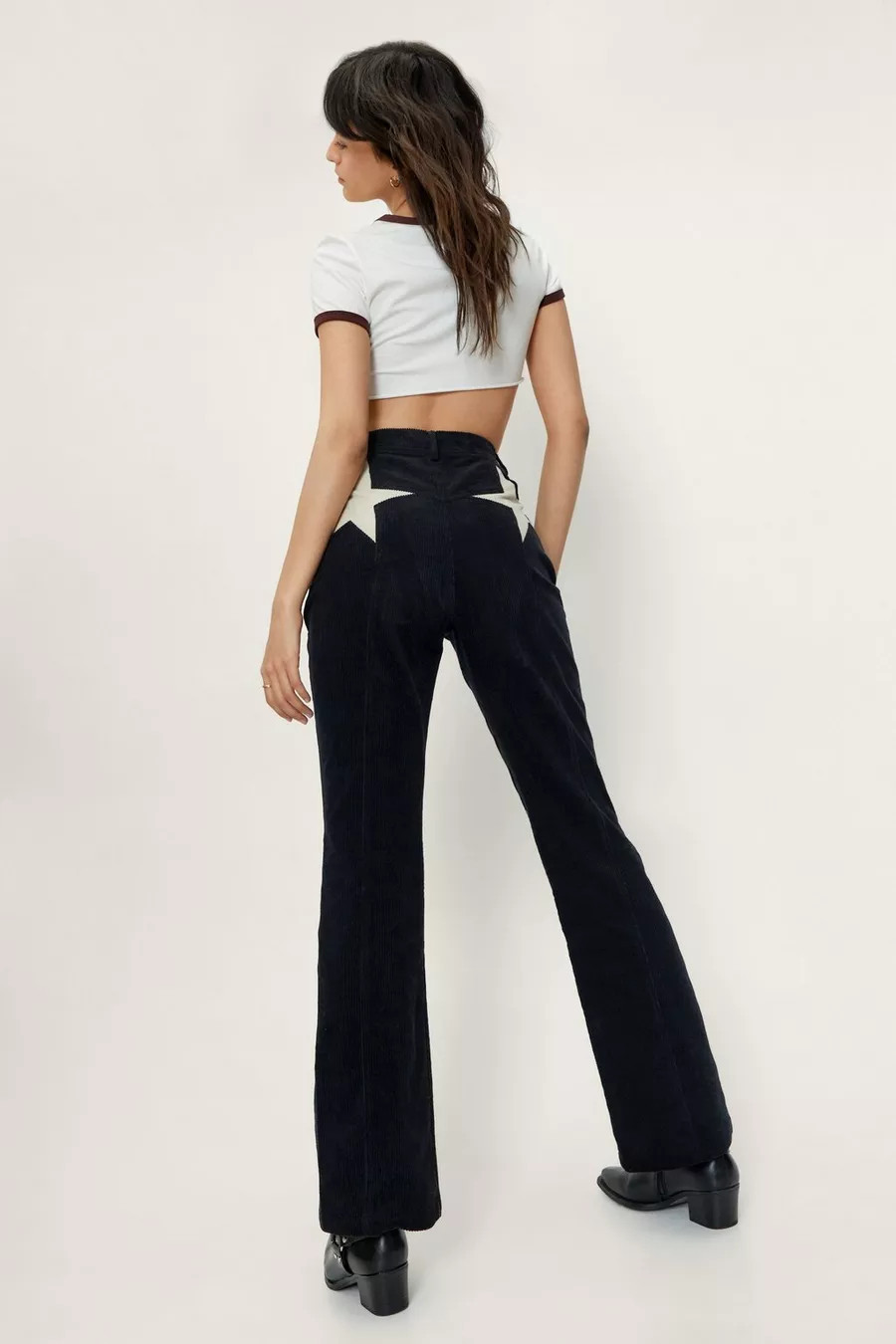 Corduroy High Waisted Flared Star Bum Pants | Nasty Gal (US)