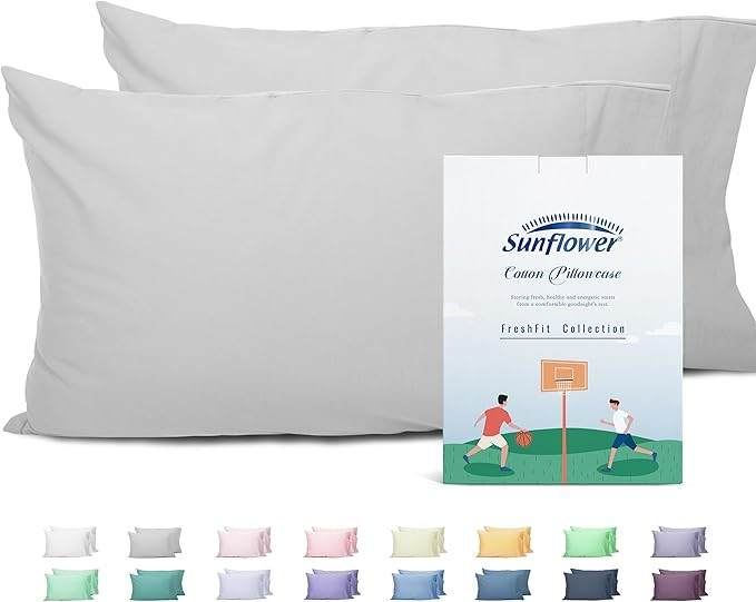 Sunflower King Pillowcases Set of 2, 100% Cotton King Pillow Cases 2, 20×40 inches Ash, Soft and... | Amazon (US)