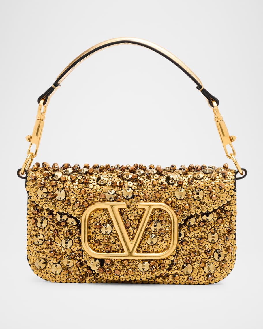 Valentino Garavani VLOGO Small Sequined Shoulder Bag | Neiman Marcus