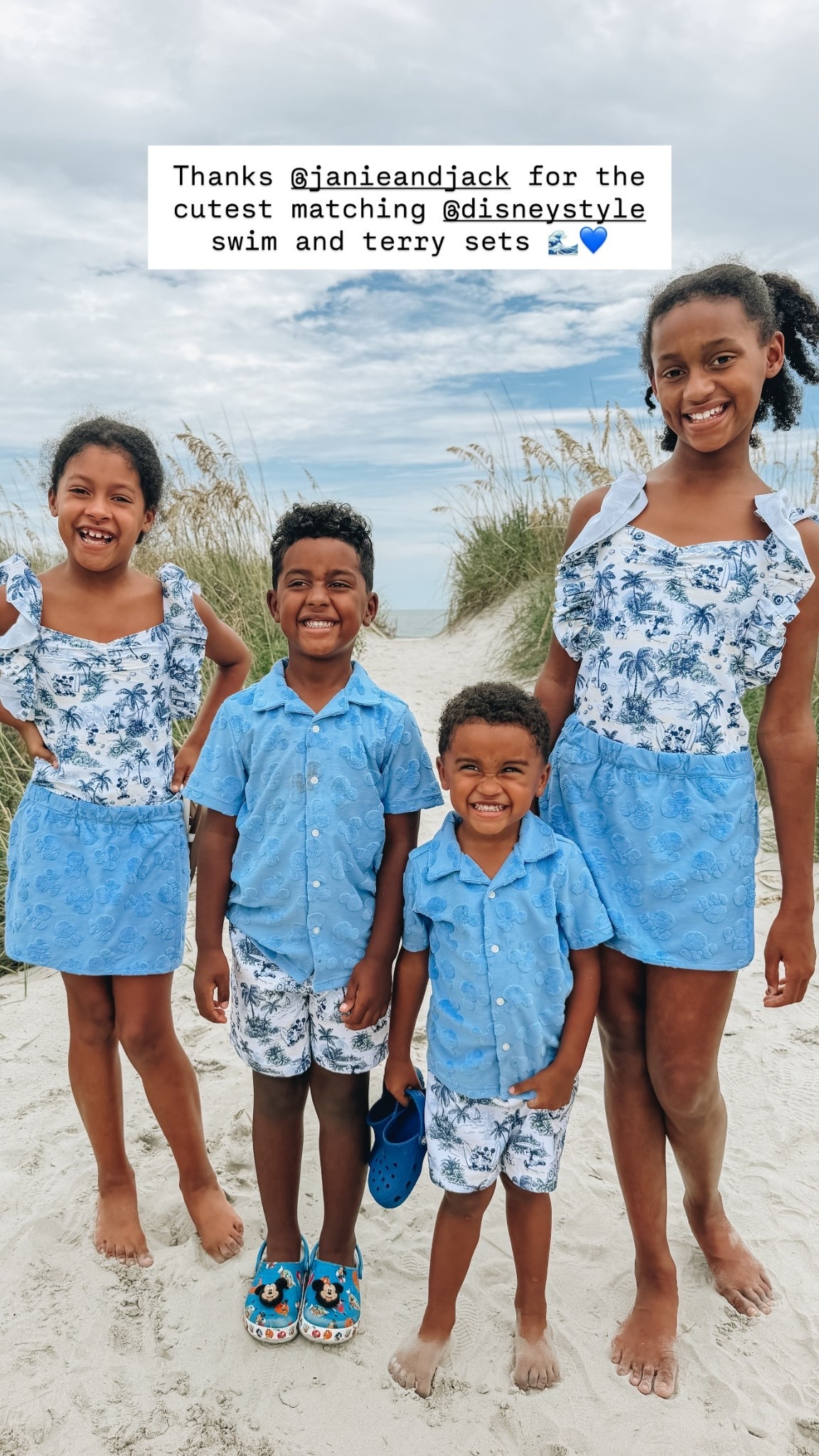 Thanks @janieandjack for the cutest matching @disneystyle swim and terry sets 🌊💙
