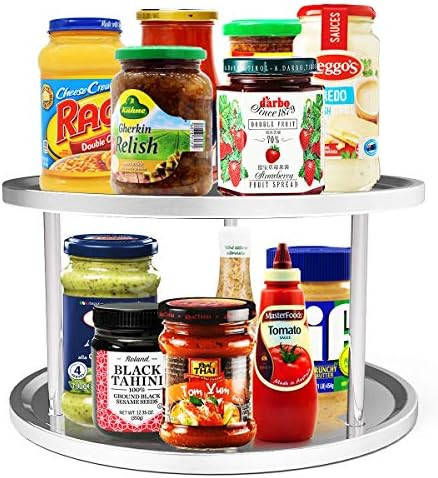 2-Tier Lazy Susan Organizer, Non-Skid Metal Lazy Susan Turntable, 10.5 inch Spice Rack, Updated T... | Amazon (US)
