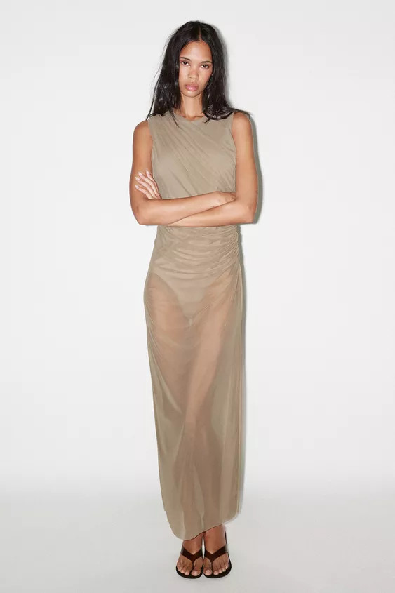 TULLE MIDI BODYCON DRESS | Zara US