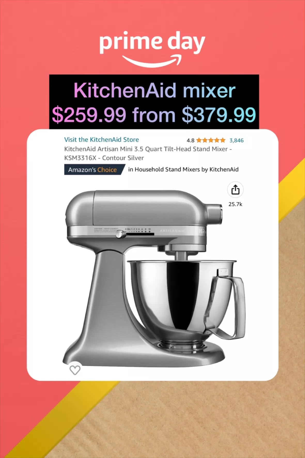 KitchenAid Artisan Mini 3.5 Quart Tilt-Head Stand Mixer - Hot
