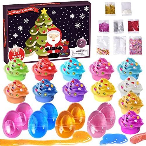 Fun Little Toys 24-Piece Slime Advent Calendar 2022 for Kids - 24-Day Christmas Countdown Calenda... | Amazon (US)