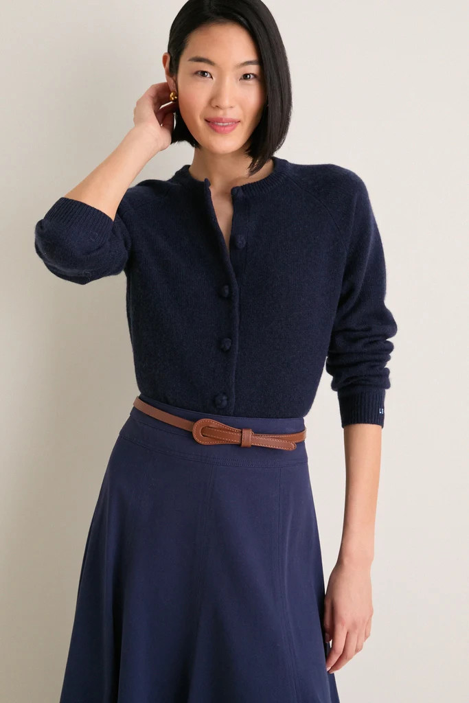 Navy Cashmere Knot Button Phoebe Cardigan | Tuckernuck (US)