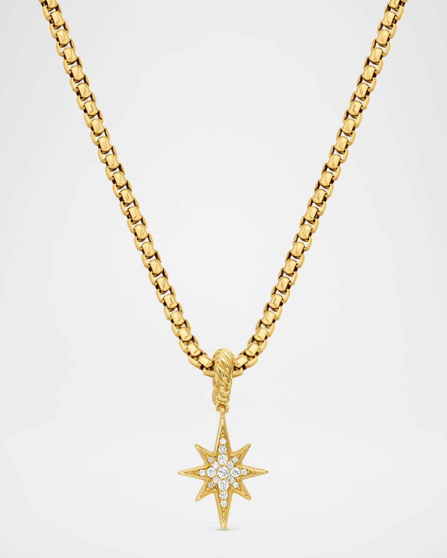 North Star Pendant with Diamonds in 18K Gold, 15mm | Neiman Marcus