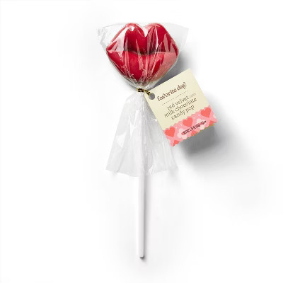 Valentine's Lip Shaped Red Velvet Flavored Milk Chocolate Pop Candy - 1.76oz - Favorite Day™ | Target