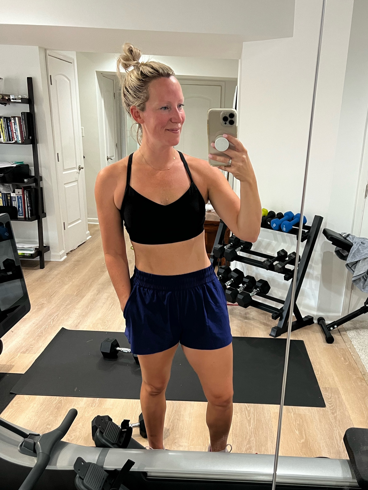 Favorite sports bra ever (wearing size medium and I’m normally a 36A/B) + the cutest shorts! Size small. 

#LTKFindsUnder100 #LTKActive