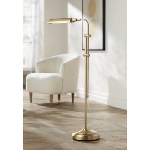 Culver Plated Aged Brass Adjustable Pharmacy LED Floor Lamp | LampsPlus.com