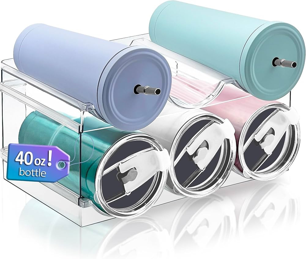 2 Pack Water Bottle Organizers, Large Compartment Kitchen Organization and Storage Rack, Plastic ... | Amazon (US)