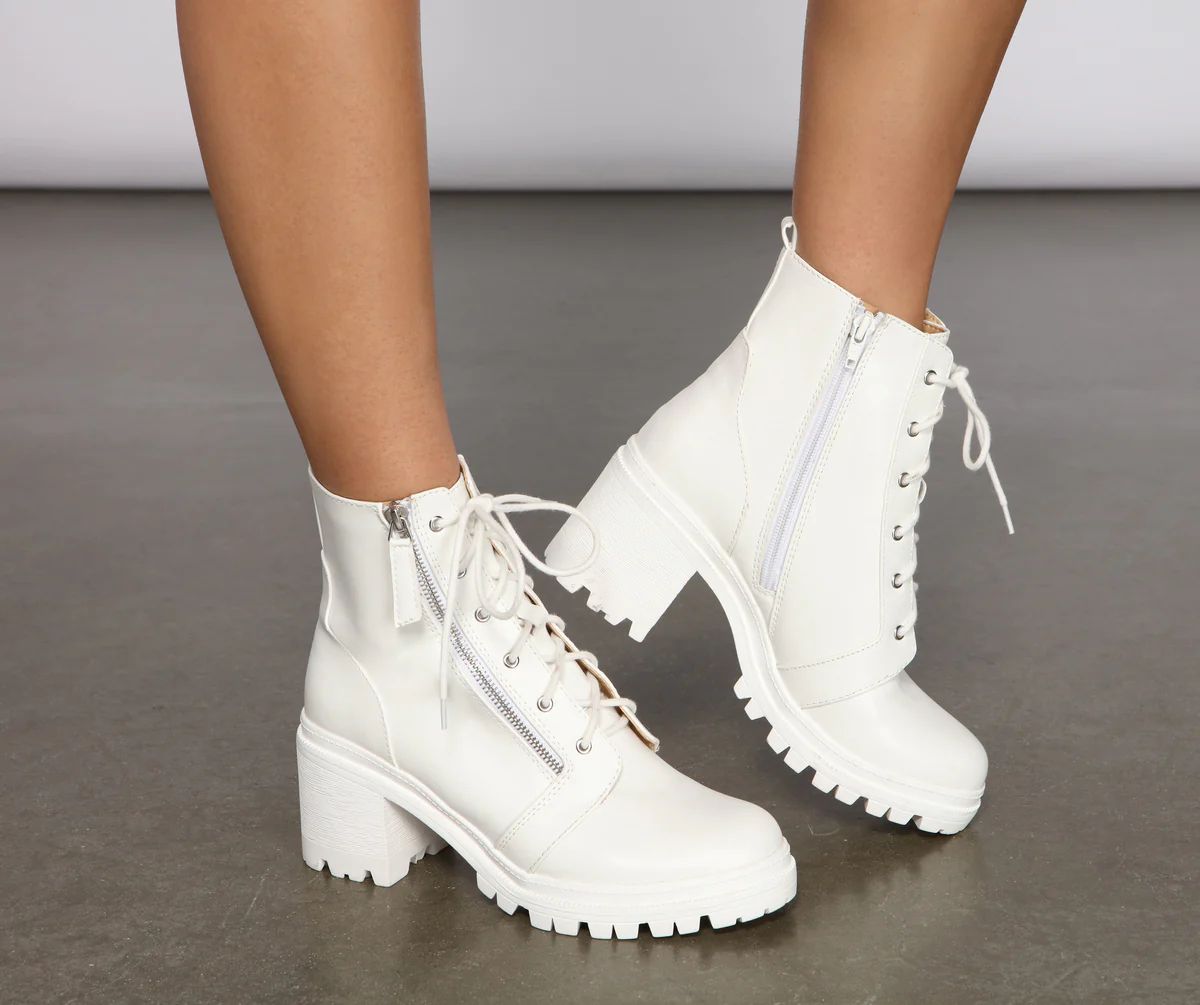 Edgy and Chic Faux Leather Lug Booties | Windsor Stores