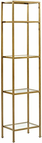 Crosley Furniture Aimee Narrow Bookshelf with Glass Shelves, Bookcase Storage, Gold and Glass | Amazon (US)