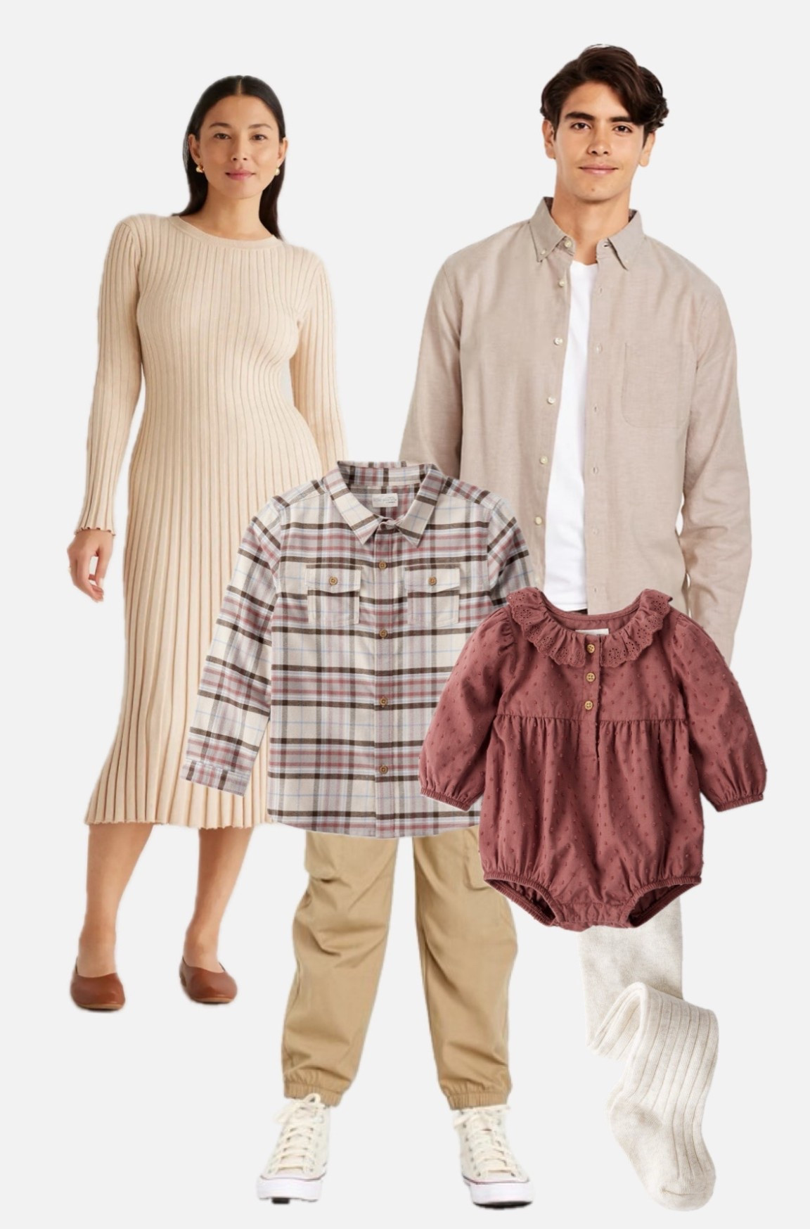 Fall family photo outfits - neutrals with muted red tones and plaids

#LTKKids #LTKFamily #LTKBaby