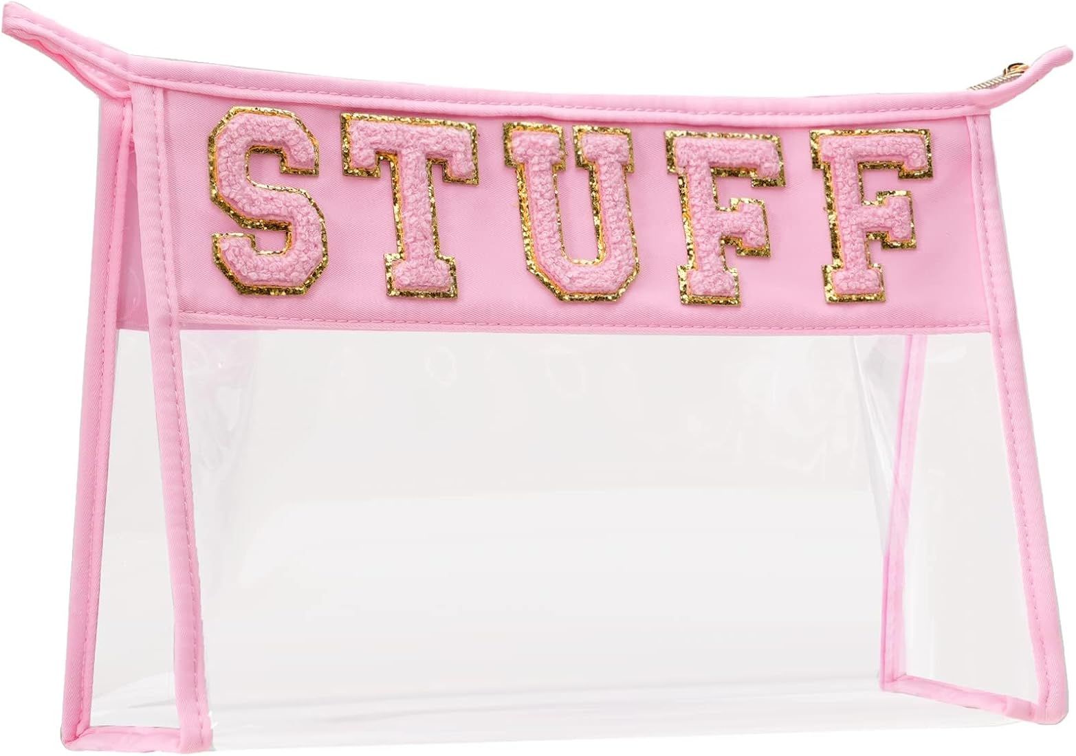 Yowivon Preppy Stuff Cute Chenille Letter Patch Makeup Bag Cosmetic Travel Toiletry Bag, Portable... | Amazon (US)