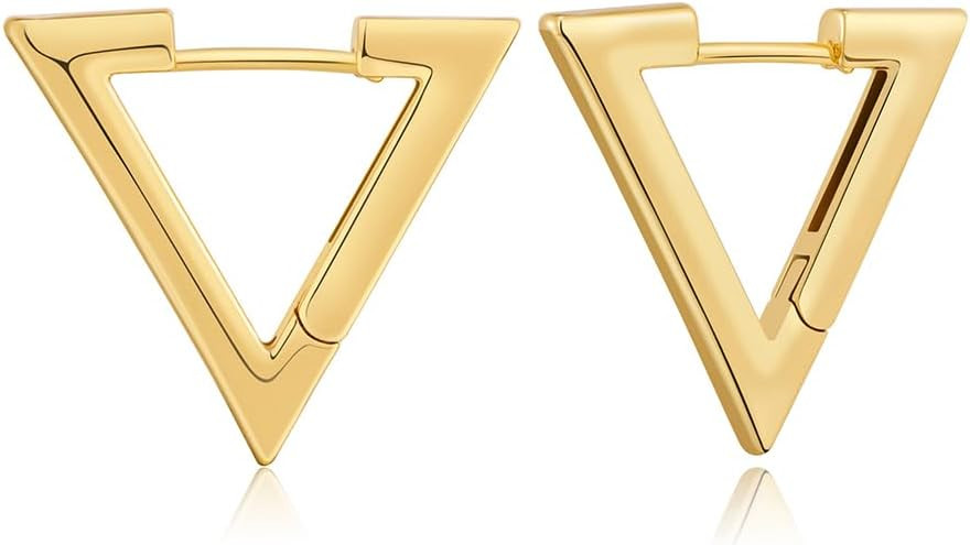 14k Gold Plated And Silver Plated Geometric Hoop Earrings for Women, Minimalist Hoop Huggie Earri... | Amazon (US)