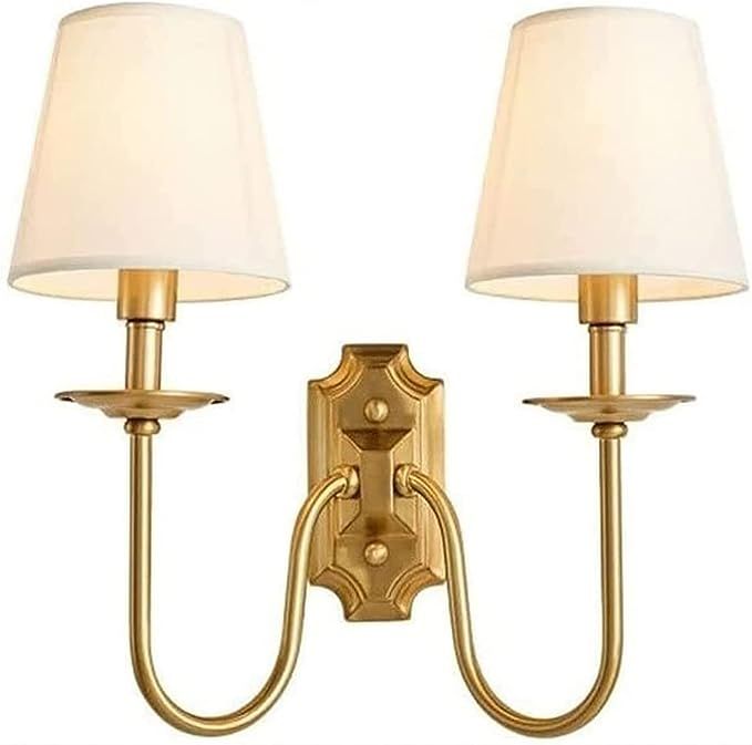 Double Head Retro Wall Lamp, Fabric Shade Rustic Wall Sconce Lighting, Industrial Wall Light Fixt... | Amazon (US)