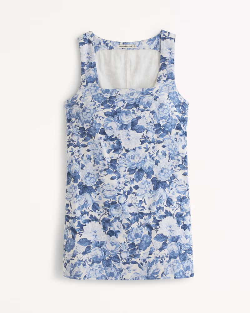 Linen-Blend Wide Strap Mini Dress | Abercrombie & Fitch (US)