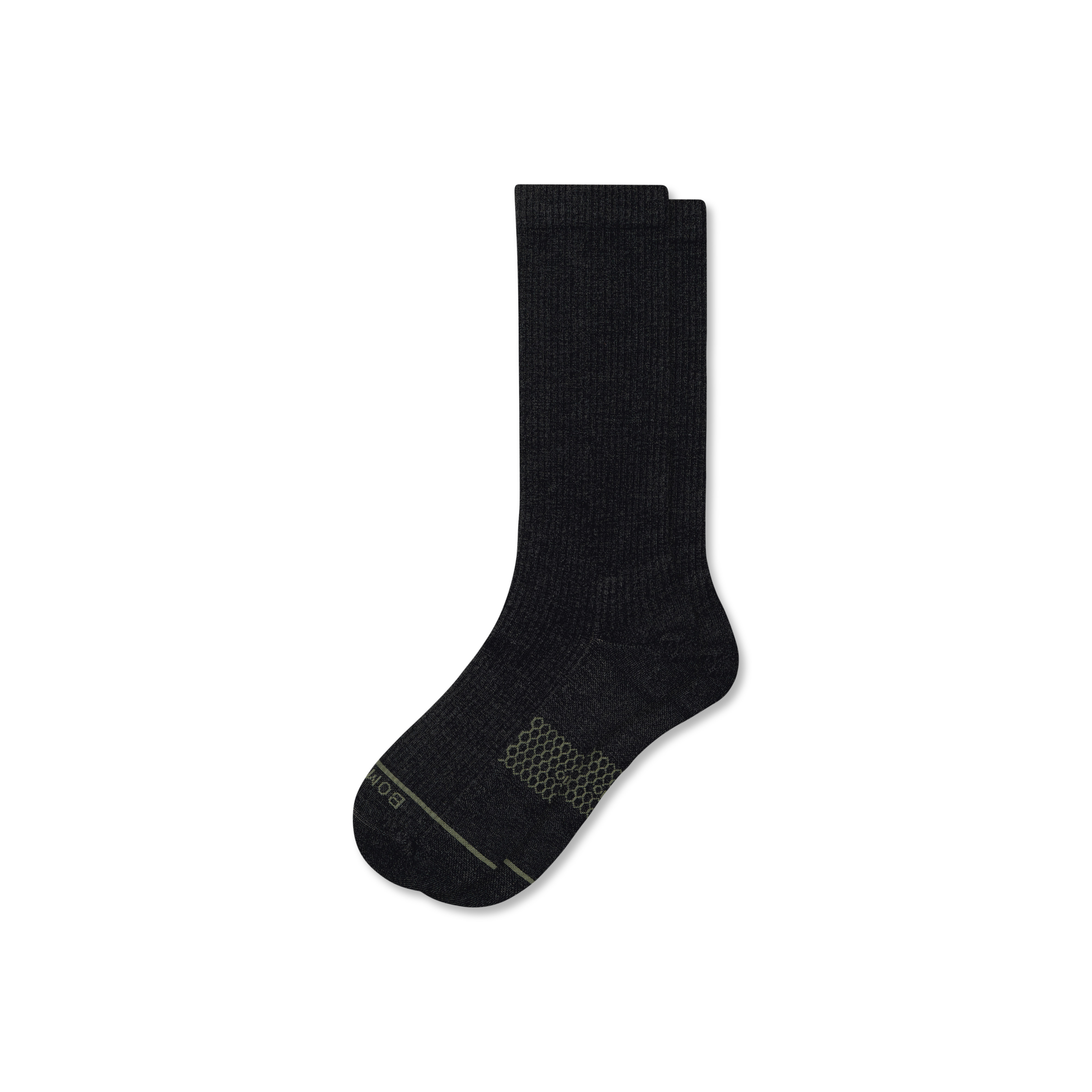 Women's Merino Wool Blend Modern Rib Calf Socks - Black - Large - Nylon/elastane - Bombas | Bombas