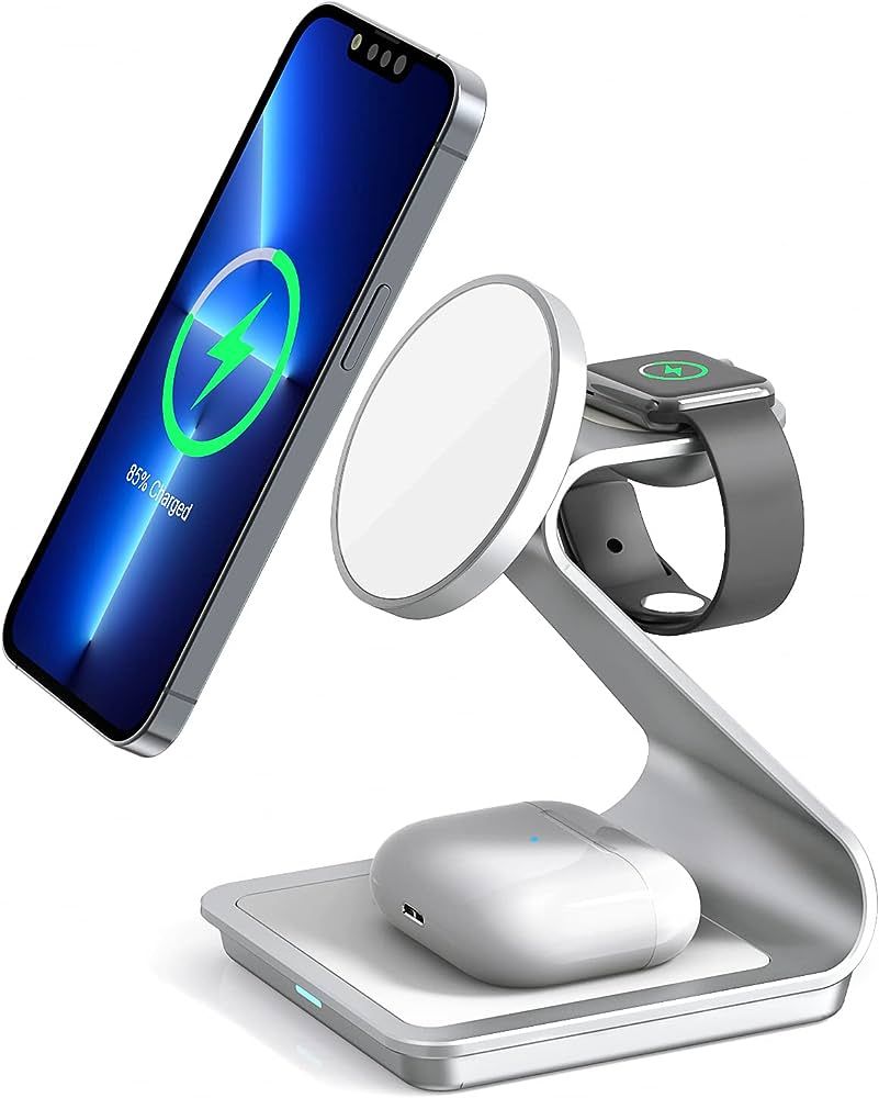 3 in 1 Wireless Charger for MagSafe, Aluminum Alloy Wireless Charging Station, Compatible with iP... | Amazon (US)