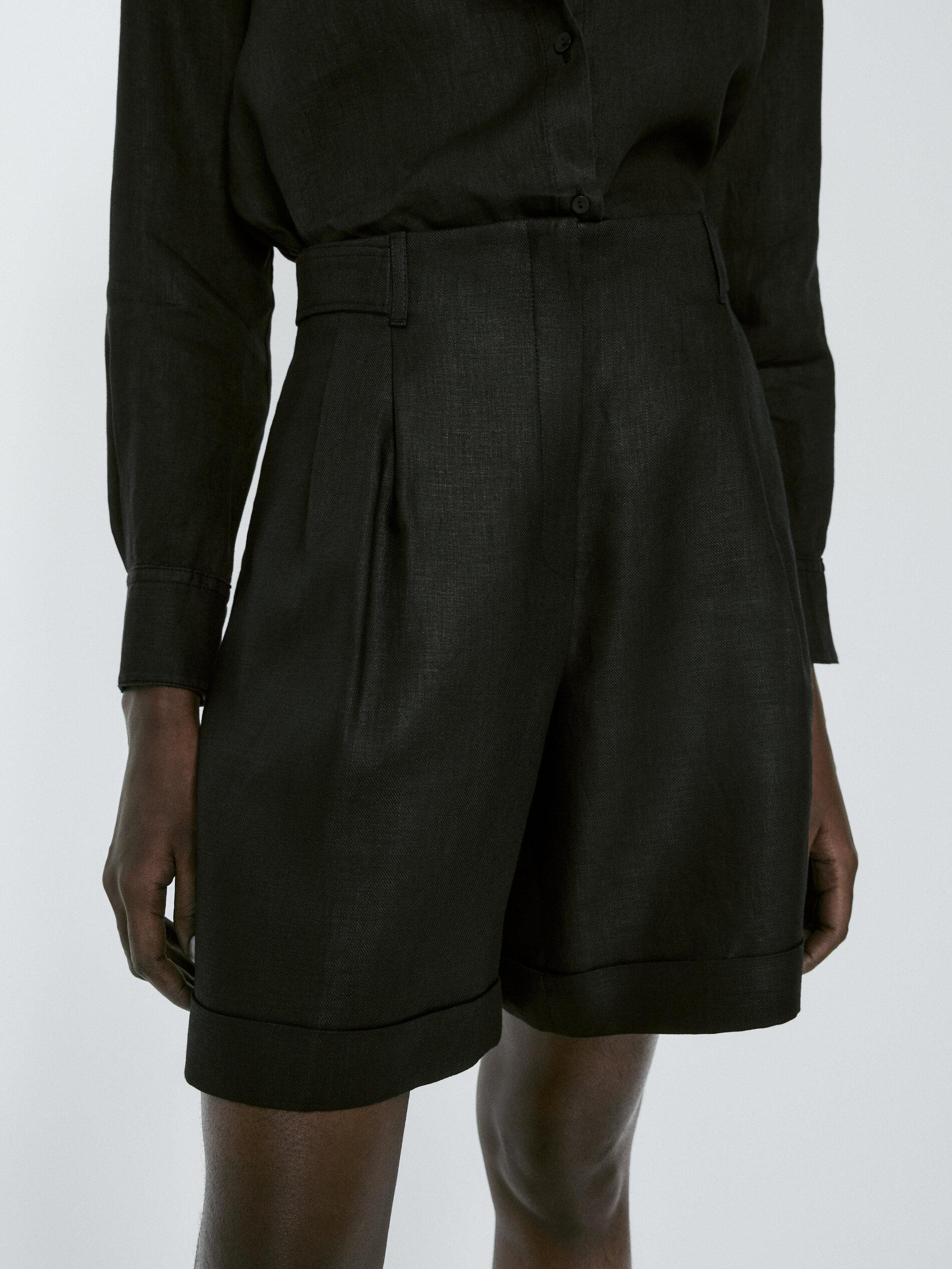 100% linen Bermuda shorts | Massimo Dutti US