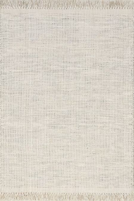 Ivory Abigail Solid Wool Fringed Area Rug | Rugs USA