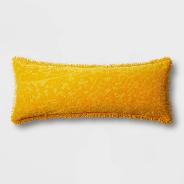 Oversized Oblong Alligator Chenille Fringe Throw Pillow Saffron - Opalhouse™ | Target