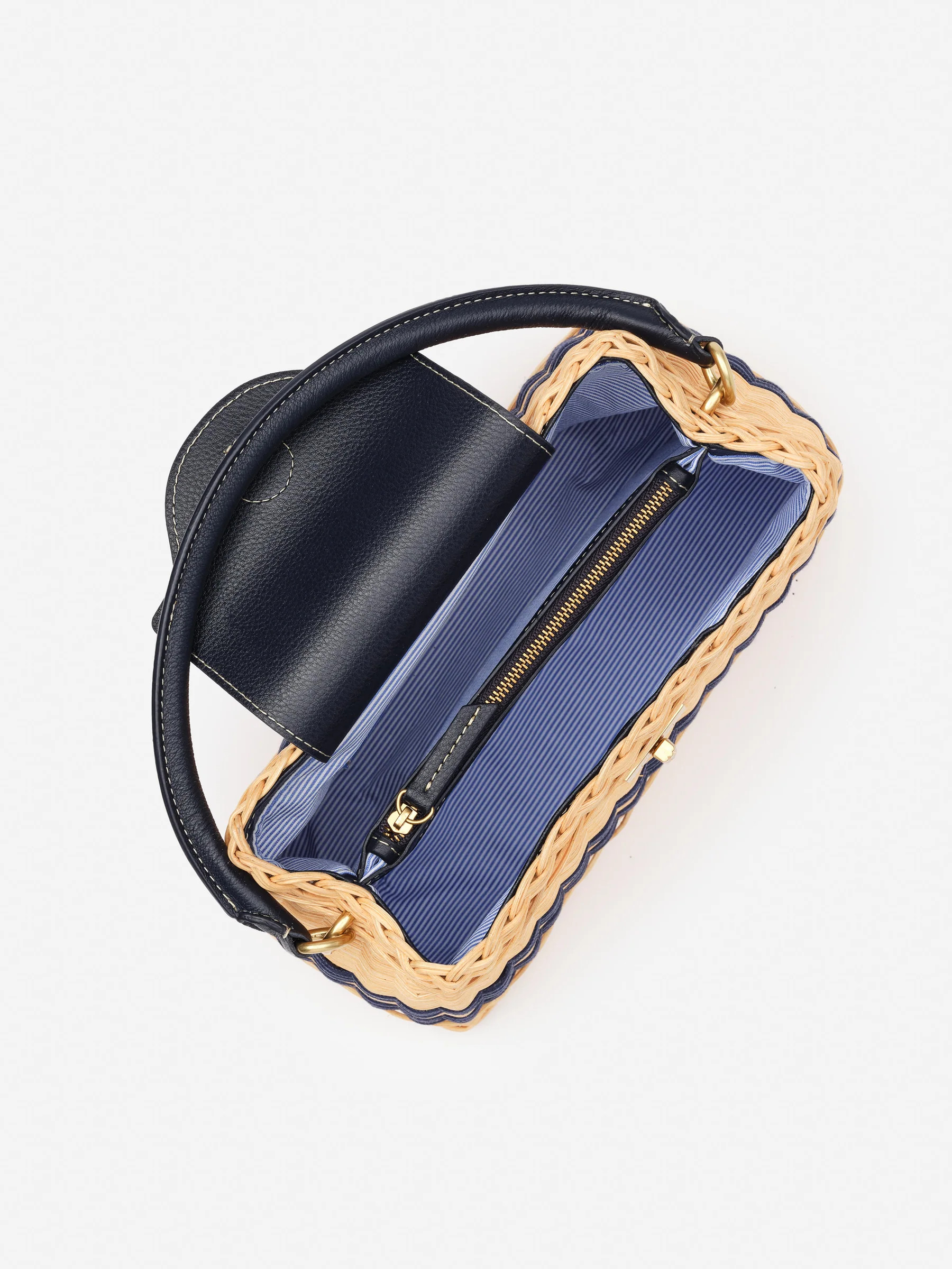 Natural/Navy Solid Faith Wicker Handbag | Women's Handbags | J.McLaughlin | J.McLaughlin