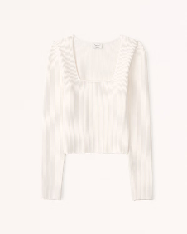 Long Sleeve Ottoman Squareneck Top | Abercrombie & Fitch (US)