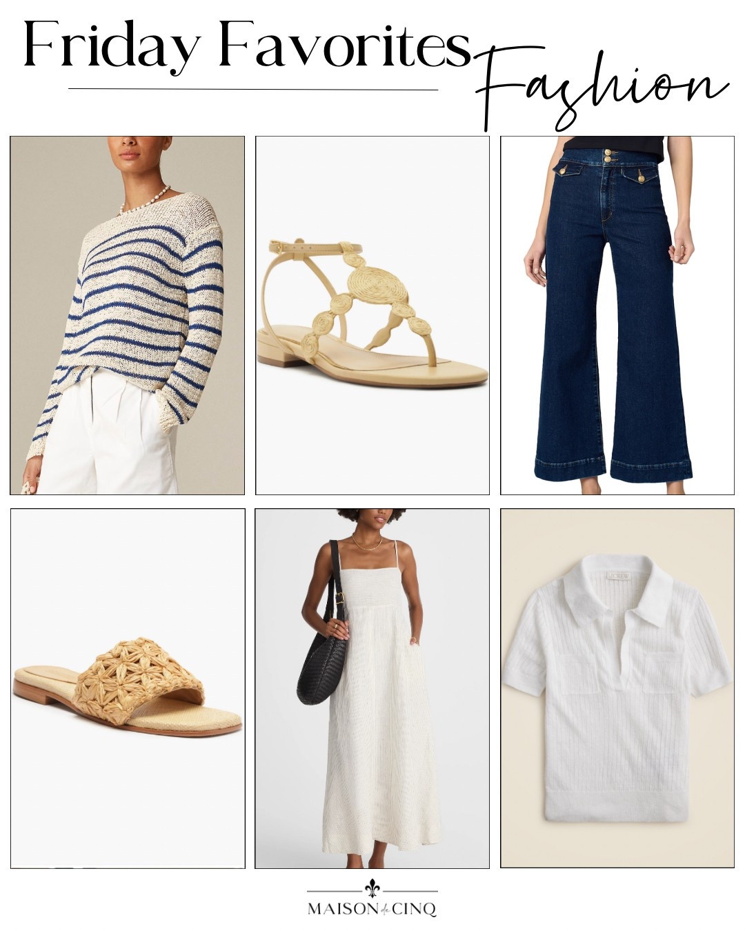 So many great finds for Friday Favorites like rattan sandals (on sale!), cutest striped sweater, chic sundress, jeans on sale and more!

Summer fashion, summer outfit, sundress, polo, summer sweater, slides, summer top, travel outfit 

#LTKSeasonal #LTKFindsUnder50 #LTKSaleAlert