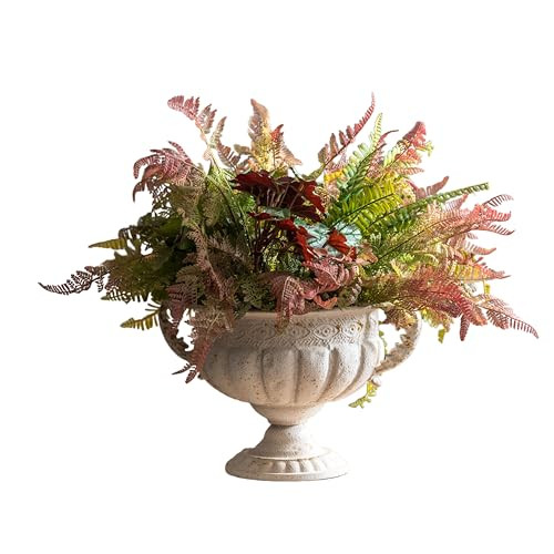 Vintage Urn Planter with Embossed Pattern, Decorative Flower Pot, Classic Round Plant Pot, European Shabby Chic Centerpiece for Mantel, Table, Entryway or Living Room Decor（13.6 * 11.9 * 8.5 in） | Amazon (US)